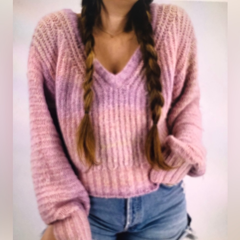 BDG Pink Chunky Cable Knit Sweater